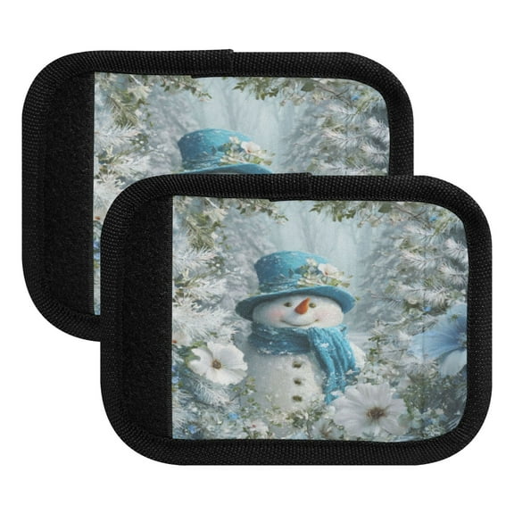Luggage Handle Wrap for Suitcase 2-Pack Includes Back Information Card Snowman in The Frozen World