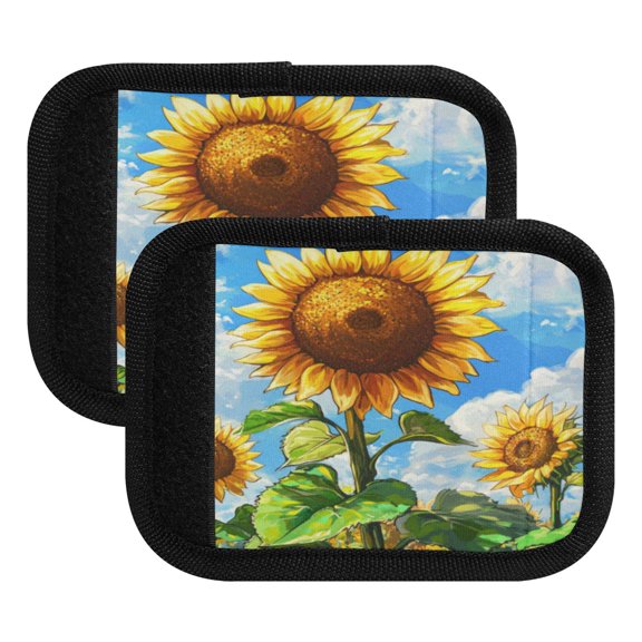 Luggage Handle Wrap for Suitcase 2-Pack Includes Back Information Card Sunflowers