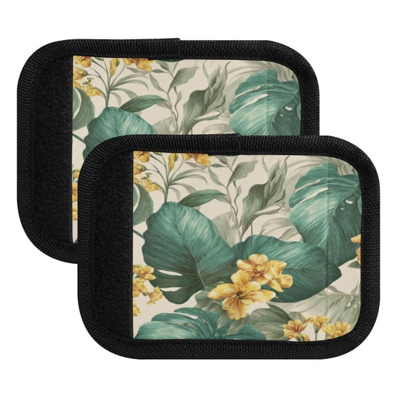 Luggage Handle Wrap for Suitcase 2-Pack Includes Back Information Card Tropical Plants and Flowers