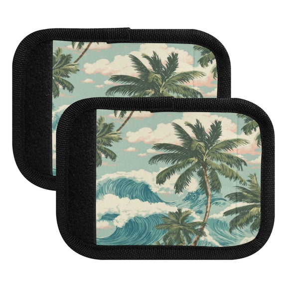 Luggage Handle Wrap for Suitcase 2-Pack Includes Back Information Card Tropical Trees by The Sea