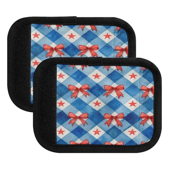 Luggage Handle Wrap for Suitcase 2-Pack Includes Back Information Card Vibrant Red Bows Pattern