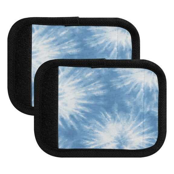 Luggage Handle Wrap for Suitcase 2-Pack Includes Back Information Card Warm Blue Tie-dye Pattern