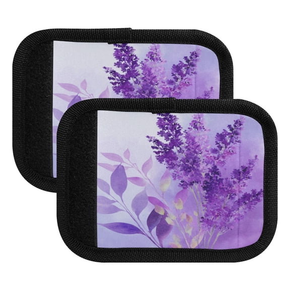 Luggage Handle Wrap for Suitcase 2-Pack Includes Back Information Card Watercolor Lavender Clip Art