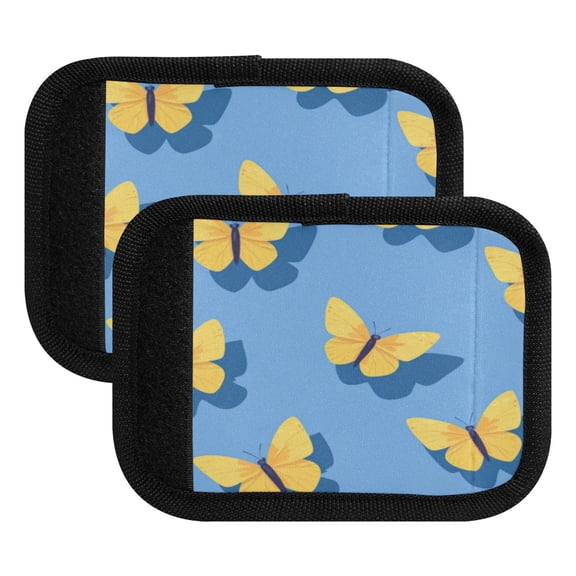 Luggage Handle Wrap for Suitcase 2-Pack Includes Back Information Card Yellow Butterflies