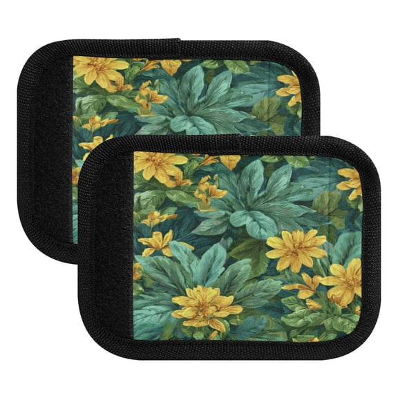 Luggage Handle Wrap for Suitcase 2-Pack Includes Back Information Card Yellow Chrysanthemum