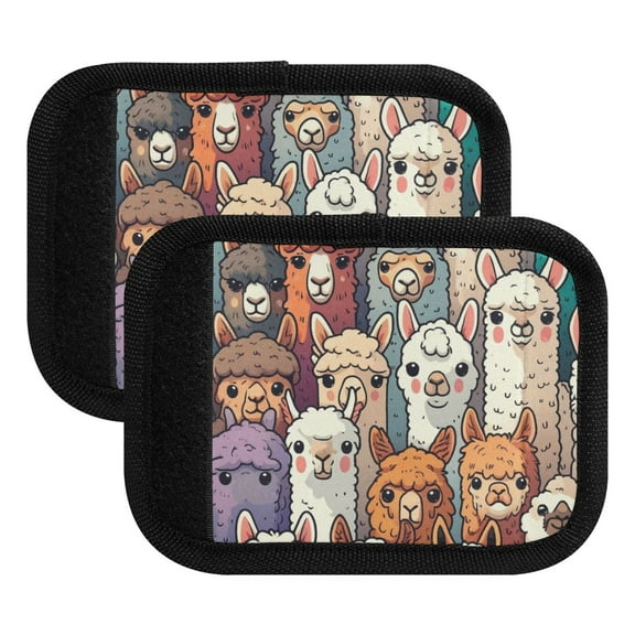 Luggage Handle Wrap for Suitcase 2 Pack Luggage Tag Identifiers for Travel Accessories Alpaca Llama Animal Faces