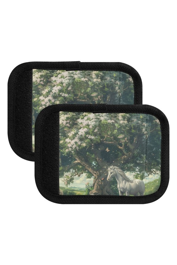 Luggage Handle Wrap for Suitcase 2 Pack Luggage Tag Identifiers for Travel Accessories Beautiful Tree with Unicorn