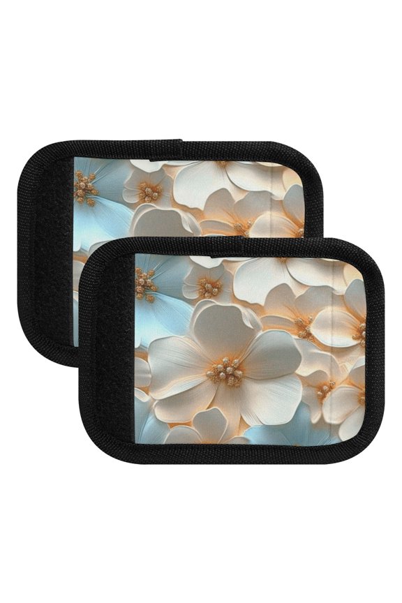 Luggage Handle Wrap for Suitcase 2 Pack Luggage Tag Identifiers for Travel Accessories Blue Peach 3d Flowers