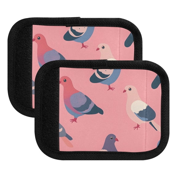 Luggage Handle Wrap for Suitcase 2 Pack Luggage Tag Identifiers for Travel Accessories Cartoon Pigeon on Pink