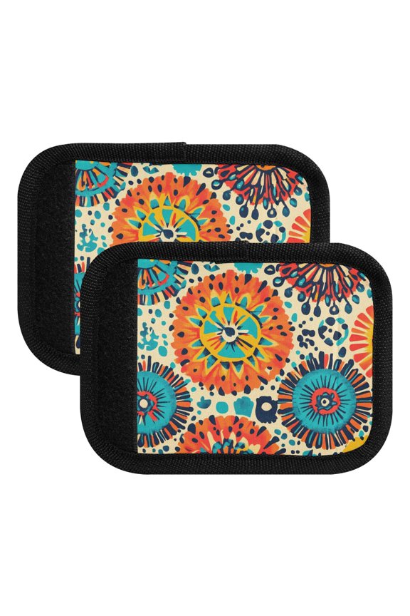 Luggage Handle Wrap for Suitcase 2 Pack Luggage Tag Identifiers for Travel Accessories Colorful Bohemian Geometry