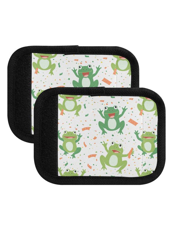 Luggage Handle Wrap for Suitcase 2 Pack Luggage Tag Identifiers for Travel Accessories Cute Cartoon Frogs with Confetti