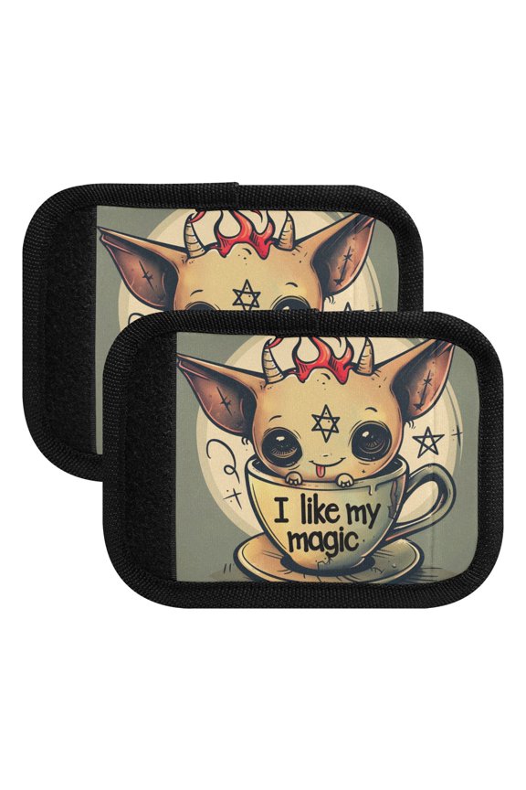 Luggage Handle Wrap for Suitcase 2 Pack Luggage Tag Identifiers for Travel Accessories Cute Demon on Cup