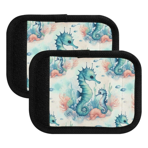 Luggage Handle Wrap for Suitcase 2 Pack Luggage Tag Identifiers for Travel Accessories Cute Seahorse and Seaweed