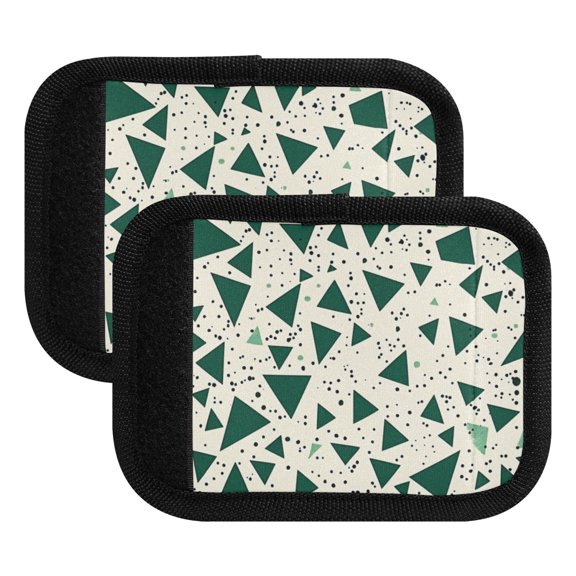 Luggage Handle Wrap for Suitcase 2 Pack Luggage Tag Identifiers for Travel Accessories Green Small Triangles
