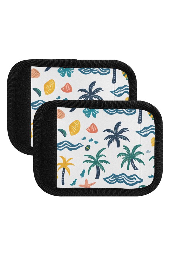 Luggage Handle Wrap for Suitcase 2 Pack Luggage Tag Identifiers for Travel Accessories Palm Trees Shells Wave