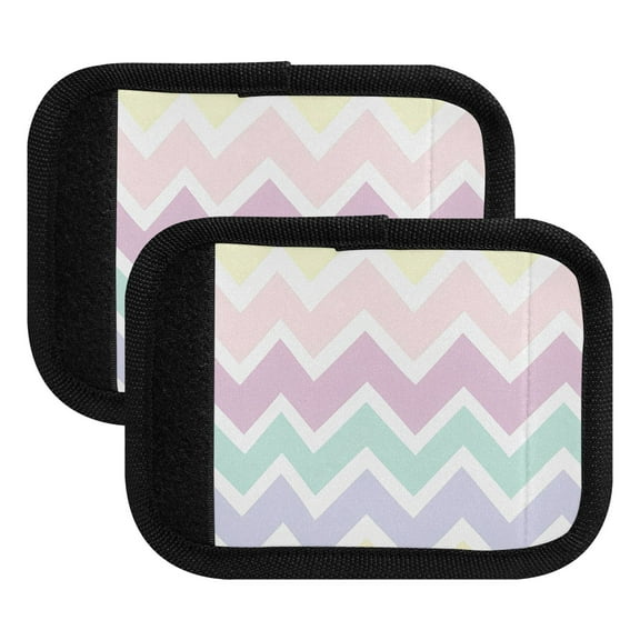 Luggage Handle Wrap for Suitcase 2 Pack Luggage Tag Identifiers for Travel Accessories Pastel Colored Chevron