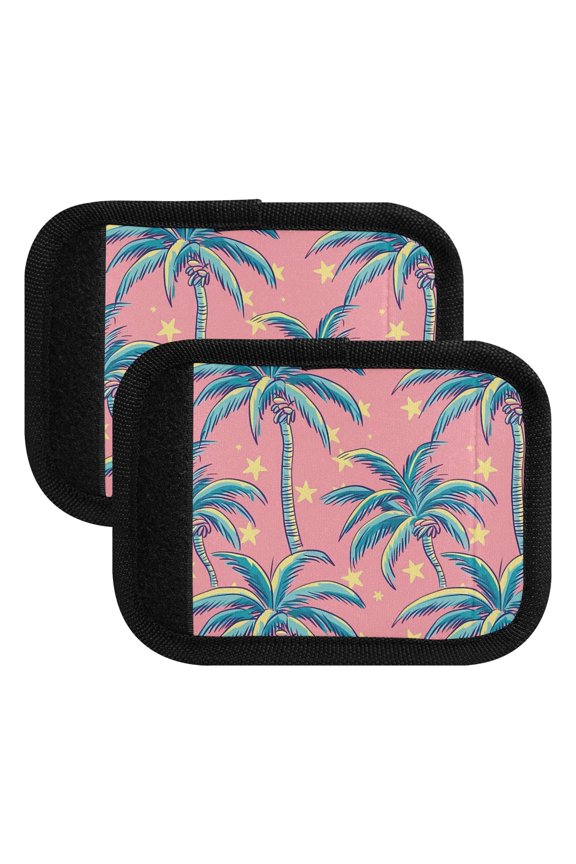 Luggage Handle Wrap for Suitcase 2 Pack Luggage Tag Identifiers for Travel Accessories Retro Vintage Palm Tree