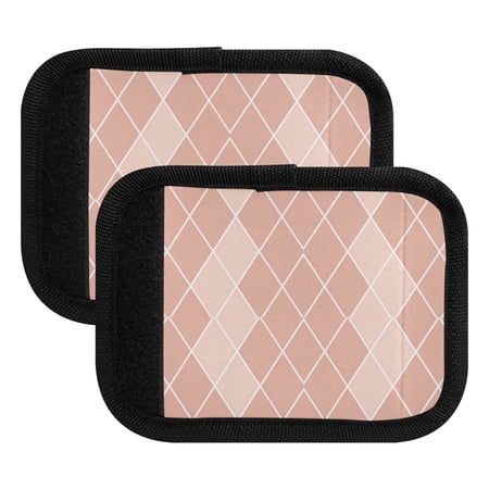 Luggage Handle Wrap for Suitcase 2 Pack Luggage Tag Identifiers for Travel Accessories Rose Beige Block
