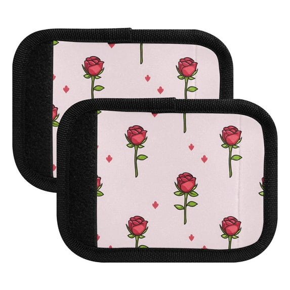 Luggage Handle Wrap for Suitcase 2 Pack Luggage Tag Identifiers for Travel Accessories Rose Flower