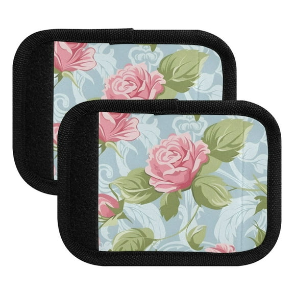 Luggage Handle Wrap for Suitcase 2 Pack Luggage Tag Identifiers for Travel Accessories Rose and Leaves