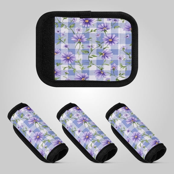 Luggage Handle Wrap for Suitcase 4-Pack Includes Back Information Card Beautiful Lush Purple Daisies