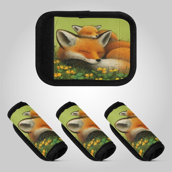 Luggage Handle Wrap for Suitcase 4-Pack Includes Back Information Card Big and Little Fox