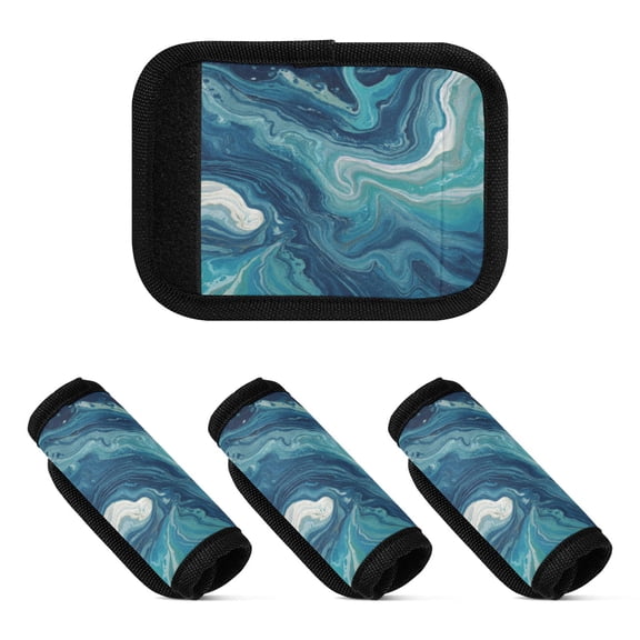 Luggage Handle Wrap for Suitcase 4-Pack Includes Back Information Card Dark Blue Swirling