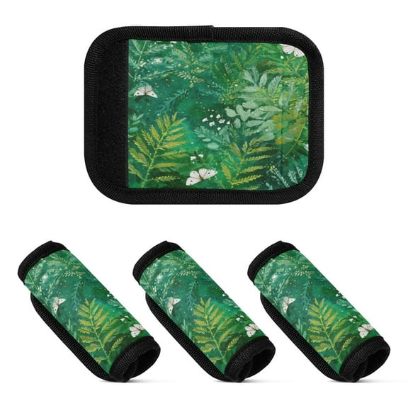 Luggage Handle Wrap for Suitcase 4-Pack Includes Back Information Card Ferns and Moths