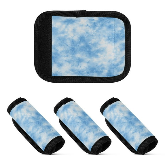 Luggage Handle Wrap for Suitcase 4-Pack Includes Back Information Card Light Blue Tie-dye Pattern