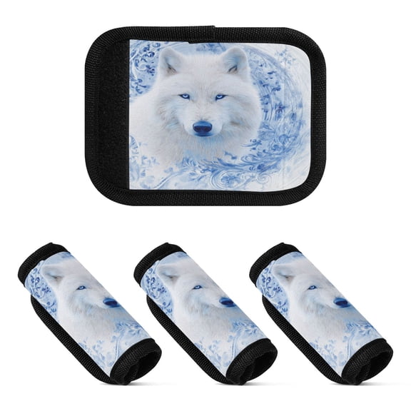 Luggage Handle Wrap for Suitcase 4-Pack Includes Back Information Card Orchid and White Wolf