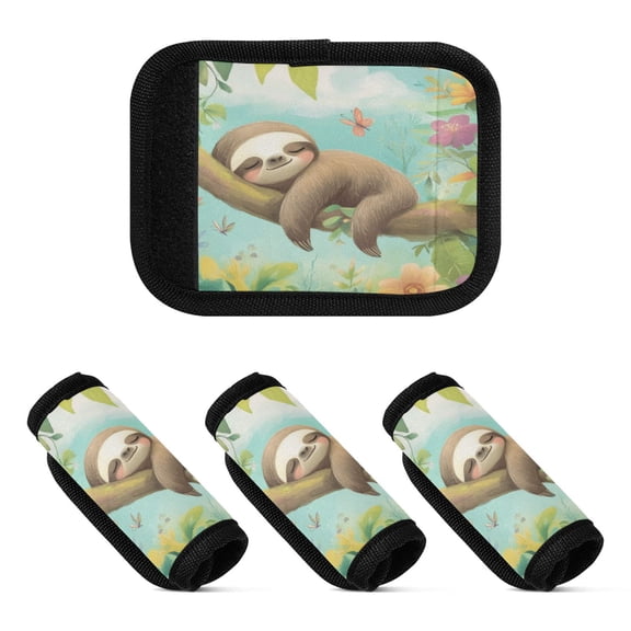 Luggage Handle Wrap for Suitcase 4-Pack Includes Back Information Card Sloth