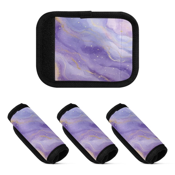 Luggage Handle Wrap for Suitcase 4-Pack Includes Back Information Card Soft Purple Marble Vortex