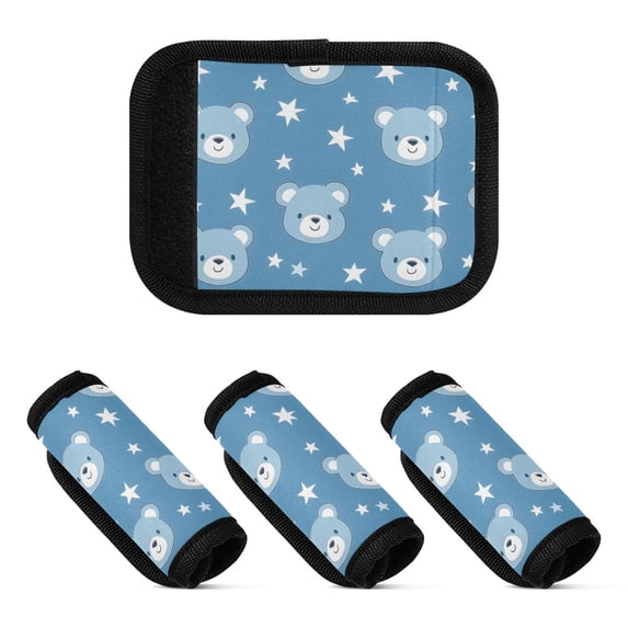 Luggage Handle Wrap for Suitcase 4 Pack Luggage Tag Identifiers for Travel Accessories Baby Bear Face and Star