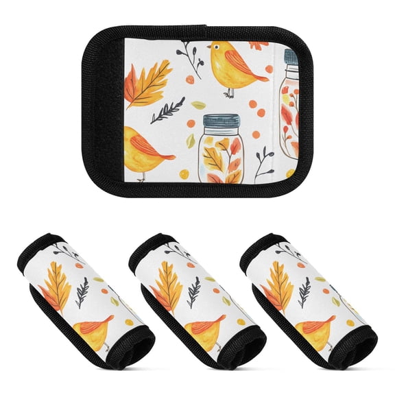 Luggage Handle Wrap for Suitcase 4 Pack Luggage Tag Identifiers for Travel Accessories Bird Leaf Jar