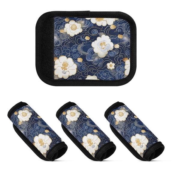 Luggage Handle Wrap for Suitcase 4 Pack Luggage Tag Identifiers for Travel Accessories Blue Cloud White Flower