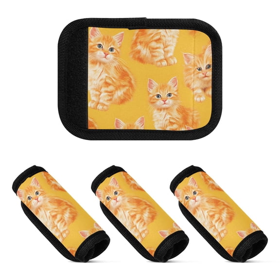 Luggage Handle Wrap for Suitcase 4 Pack Luggage Tag Identifiers for Travel Accessories Cute Orange Cat