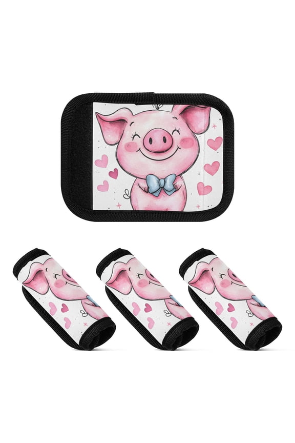 Luggage Handle Wrap for Suitcase 4 Pack Luggage Tag Identifiers for Travel Accessories Cute Pink Pig and Heart