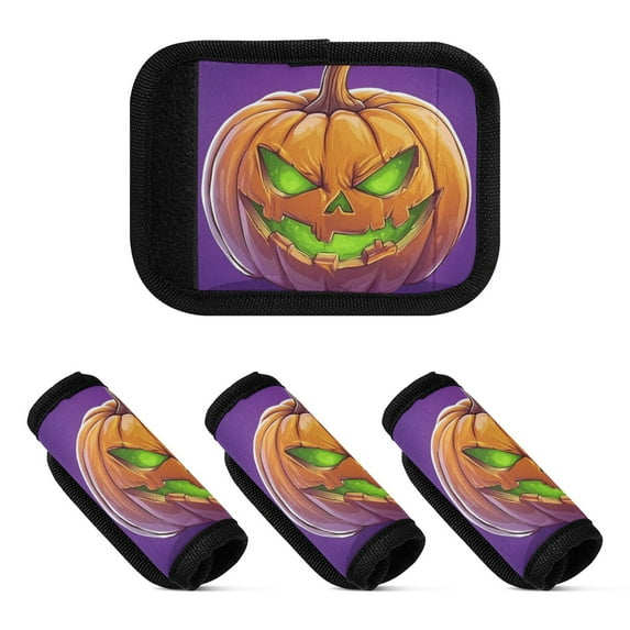 Luggage Handle Wrap for Suitcase 4 Pack Luggage Tag Identifiers for Travel Accessories Halloween Evil Pumpkin