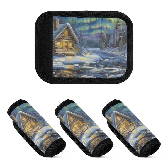 Luggage Handle Wrap for Suitcase 4 Pack Luggage Tag Identifiers for Travel Accessories Snow Room and Aurora