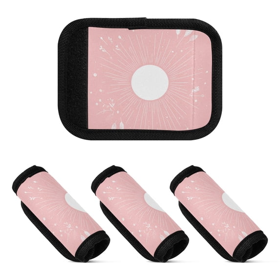 Luggage Handle Wrap for Suitcase 4 Pack Luggage Tag Identifiers for Travel Accessories White Sun on Pink