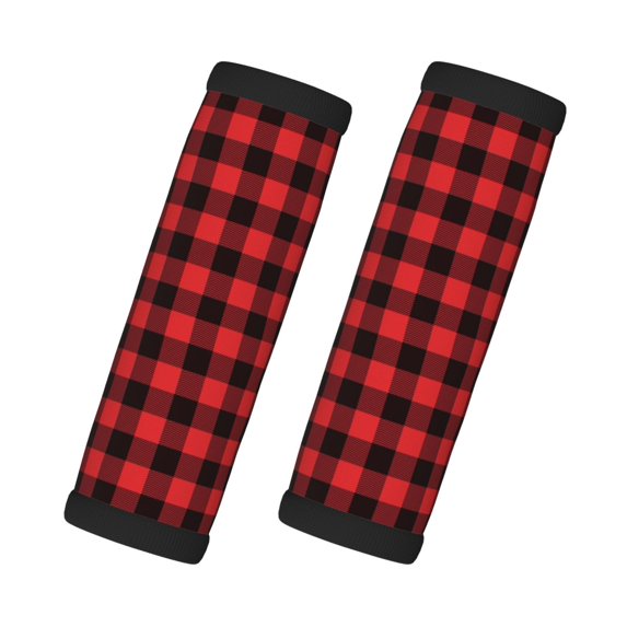 Luggage Handle Wraps for Suitcase - Suitcase Tags Identifiers for Suitcases, Buffalo Plaid Red Black Fun Luggage Handle Covers, Travel Luggage Accessories Essentials for Flying