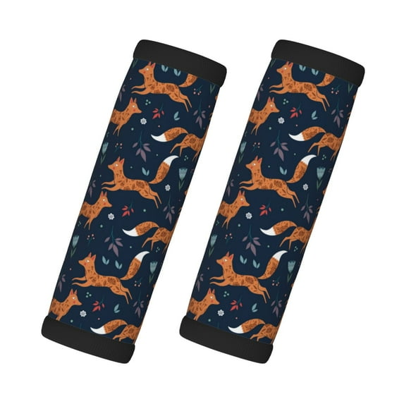 Luggage Handle Wraps for Suitcase - Suitcase Tags Identifiers for Suitcases, Fox with Flower Pattern Fun Luggage Handle Covers, Travel Luggage Accessories Essentials for Flying