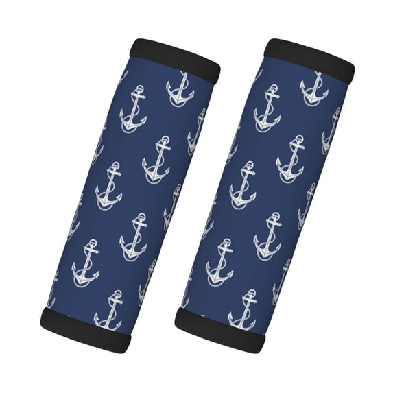 Luggage Handle Wraps for Suitcase - Suitcase Tags Identifiers for Suitcases, white Anchor rope navyblue vintage Fun Luggage Handle Covers, Travel Luggage Accessories Essentials for Flying