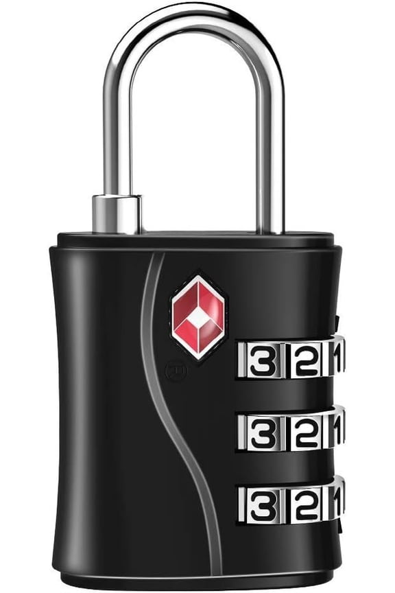 Luggage Lock TSA Approved, Small TSA Lock for Travel Suitcase, Backpack, Laptop Bag and Handbag - Easy to Set with Alloy (Black, 1 Pack)