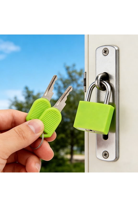 Luggage Locks with Keys,Heavy-Duty Mini Locker Lock,Reusable and Safe Metal Suitcase Locks,Plastic-Covered Keyed Padlock for Locker,Suitcase,Boxes,Laptop Bag,1.26x1.23 inch (Green)