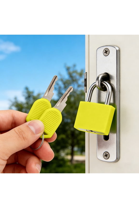 Luggage Locks, Multicolor Plastic Metal Padlock with Keys, Small Luggage Lock for Suitcase Locker Bag, Portable Security Lock Travel Home Storage Organizer Yellow 1.69x0.98 Inch (1Pcs)