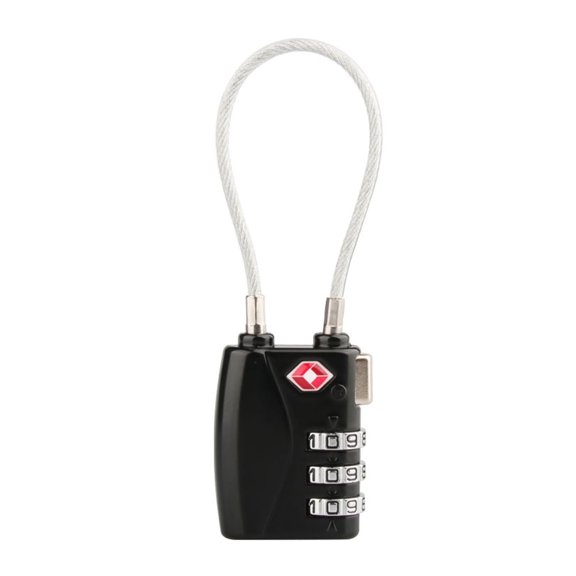Luggage Locks, TSA Accepted 3 Digit Luggage Cable Locks with Alloy Body, Set Your Own Combination for Travel,Black