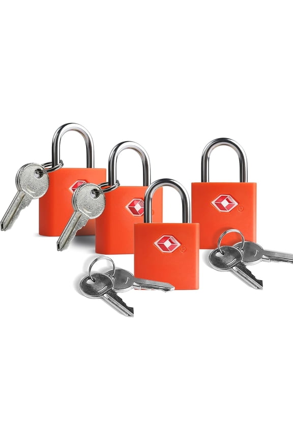 Luggage Locks TSA Approved Travel Essentials, Small Padlock with Key, TSA Locks for Luggage, Suitcase, Same Keyed Padlock for Bag, Backpack, Purse Zipper, Case, Toolbox, Outdoor Use