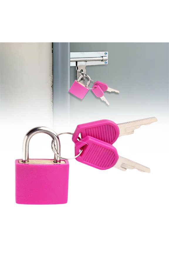 Luggage Locks with Keys, Locker Lock Small Luggage Padlocks, Suitcase Locks Metal Keyed Padlock for Classroom Gym, Hot Pink