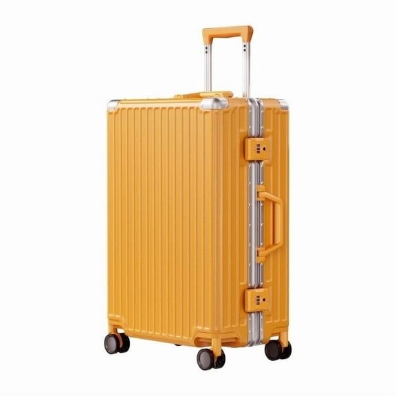 Checked Luggage PC ABS Aluminum Frame Hardside Zipperless Suitcase with Wheels TSA Lock 24 inch Orange
